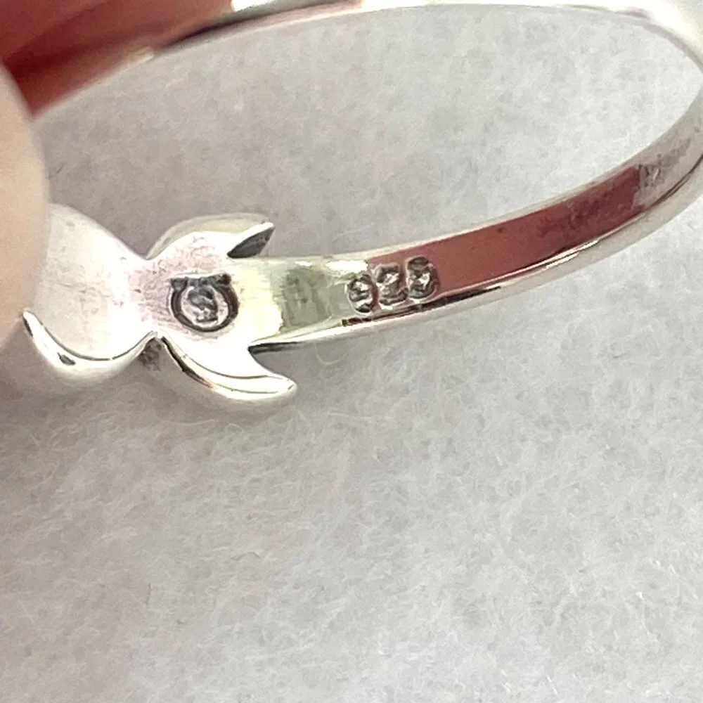Sterling Silver 925 Dainty Minimalist Moonstone Crescent Moon Band Ring Sz 5.5